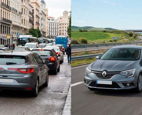 Comparativa visual de los componentes técnicos más afectados al conducir en ciudad vs. autovía.